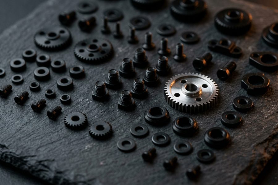 Black-finished precision components